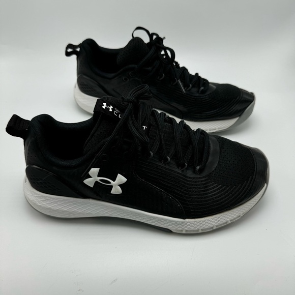 Under Armour Men’s Charged Commit Cross Trainer Sneaker Black White Size 8 - Picture 1 of 8
